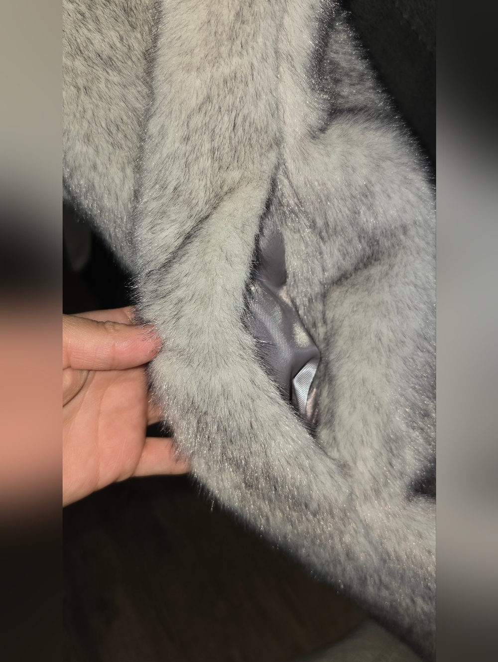 Abercrombie & Fitch Faux Fur Maxi Coat Size Small Gray NWOT - Picture 5 of 11